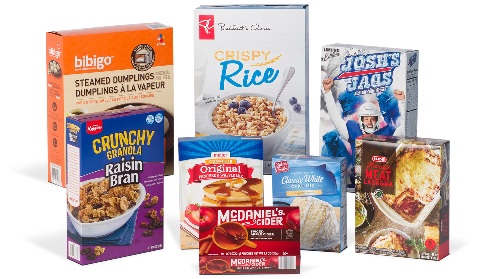 Various private label food boxes