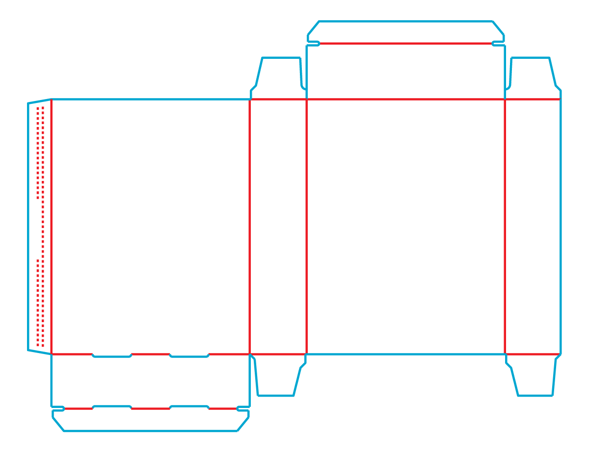 design template for a French reverse tuck folding carton