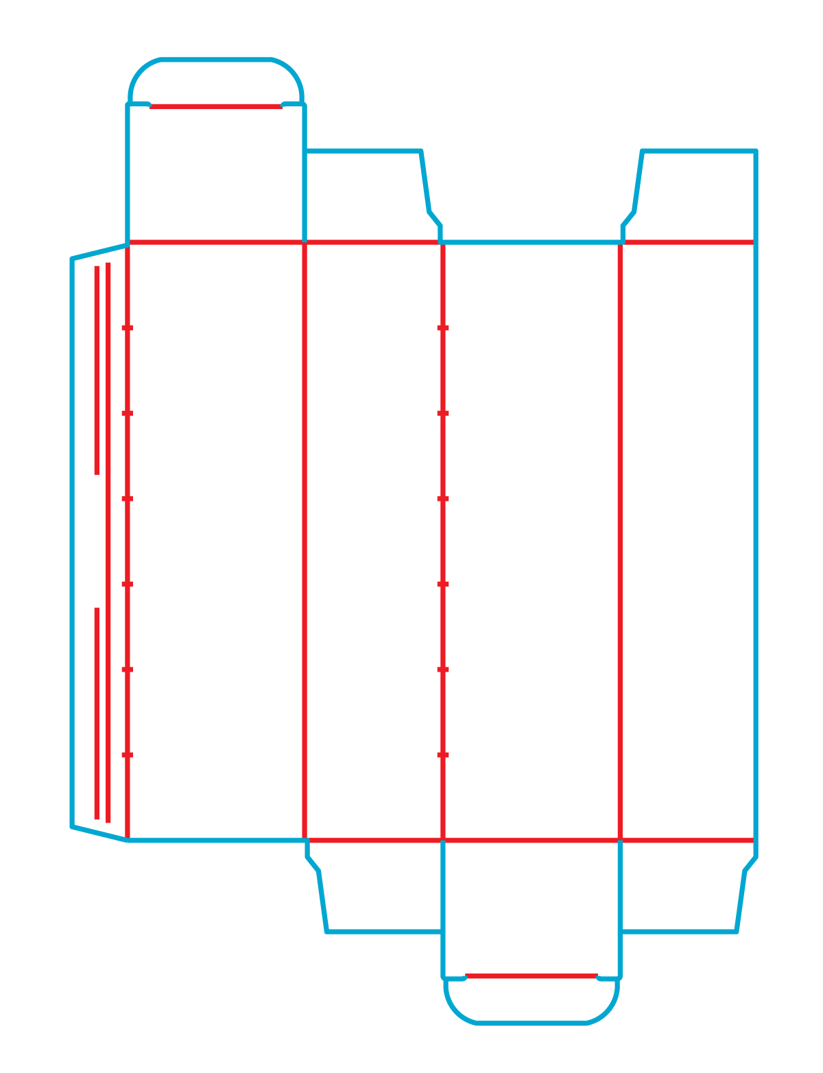 design template for a reverse tuck folding carton