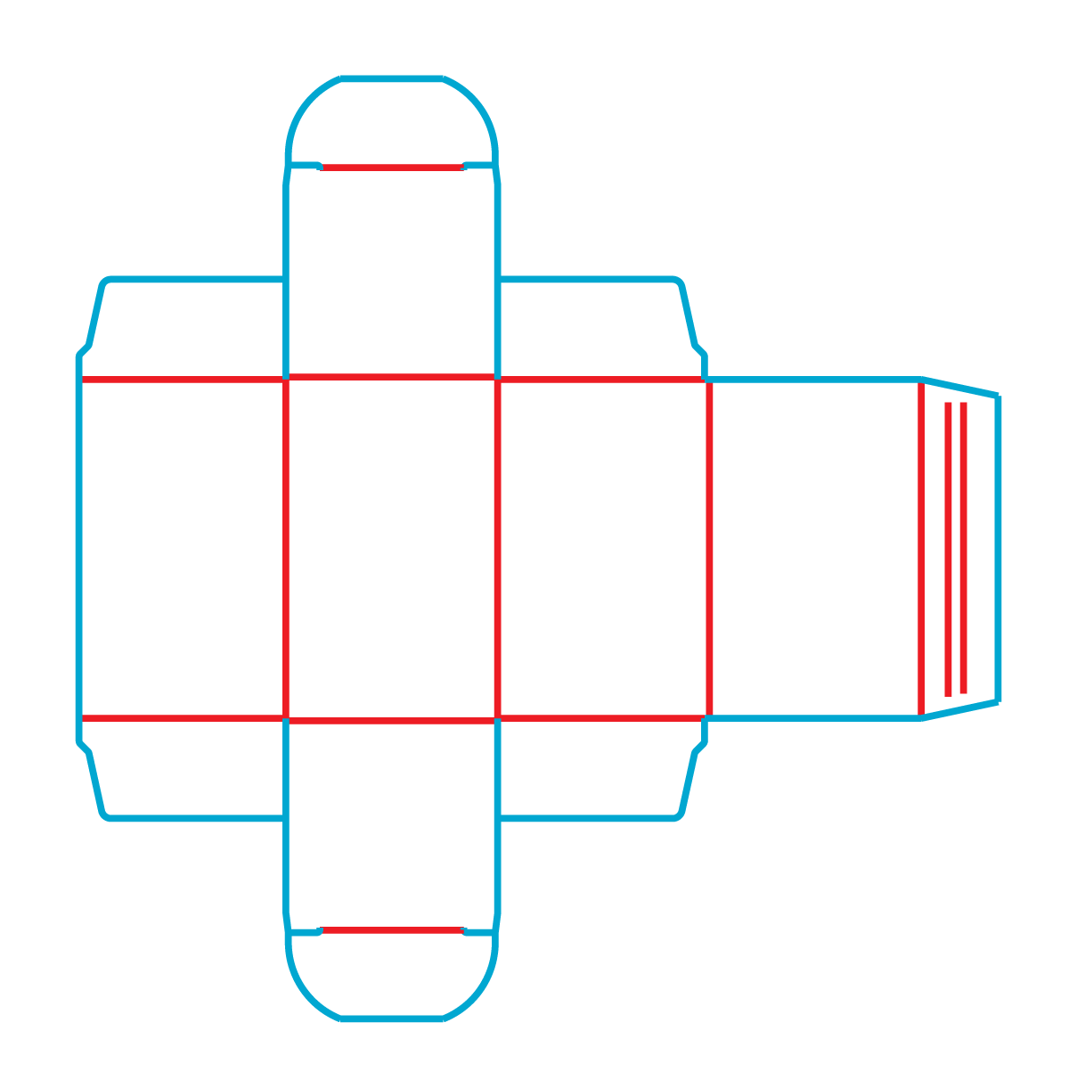 design template for a straight tuck folding carton